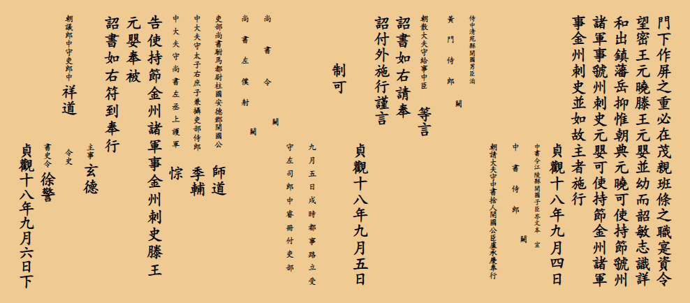授滕王李元婴金州刺史诏